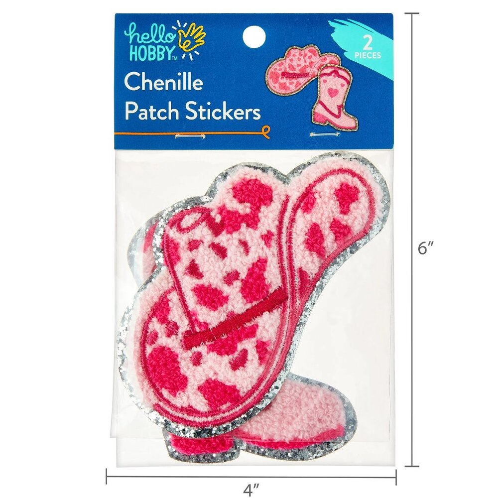 Hello Hobby Cowgirl Chenille Patch Stickers, Western Icons, Multicolor, 2 Count